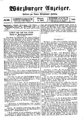 Würzburger Anzeiger (Neue Würzburger Zeitung) Mittwoch 14. April 1858