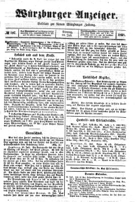 Würzburger Anzeiger (Neue Würzburger Zeitung) Sonntag 18. Juli 1858