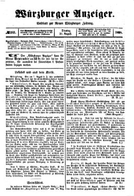 Würzburger Anzeiger (Neue Würzburger Zeitung) Dienstag 31. August 1858