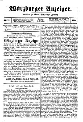 Würzburger Anzeiger (Neue Würzburger Zeitung) Freitag 1. Oktober 1858