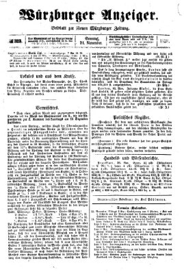 Würzburger Anzeiger (Neue Würzburger Zeitung) Sonntag 21. November 1858