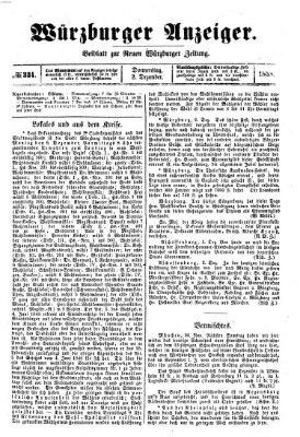 Würzburger Anzeiger (Neue Würzburger Zeitung) Donnerstag 2. Dezember 1858