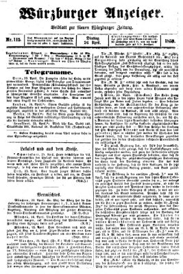 Würzburger Anzeiger (Neue Würzburger Zeitung) Dienstag 26. April 1859