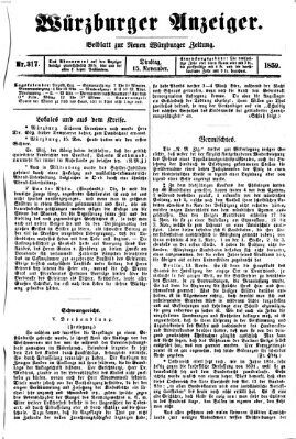 Würzburger Anzeiger (Neue Würzburger Zeitung) Dienstag 15. November 1859