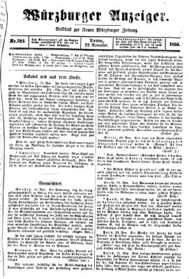 Würzburger Anzeiger (Neue Würzburger Zeitung) Dienstag 22. November 1859