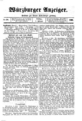 Würzburger Anzeiger (Neue Würzburger Zeitung) Dienstag 7. Februar 1860