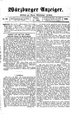 Würzburger Anzeiger (Neue Würzburger Zeitung) Dienstag 27. März 1860