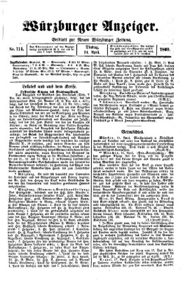 Würzburger Anzeiger (Neue Würzburger Zeitung) Dienstag 24. April 1860