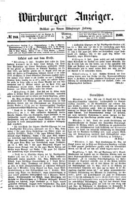 Würzburger Anzeiger (Neue Würzburger Zeitung) Montag 9. Juli 1860
