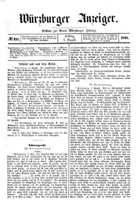Würzburger Anzeiger (Neue Würzburger Zeitung) Freitag 3. August 1860