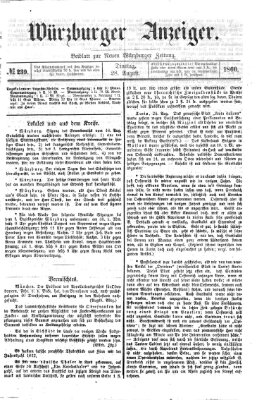 Würzburger Anzeiger (Neue Würzburger Zeitung) Dienstag 28. August 1860