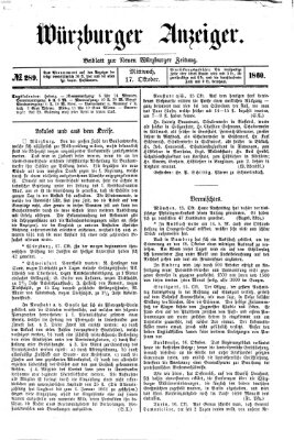 Würzburger Anzeiger (Neue Würzburger Zeitung) Mittwoch 17. Oktober 1860