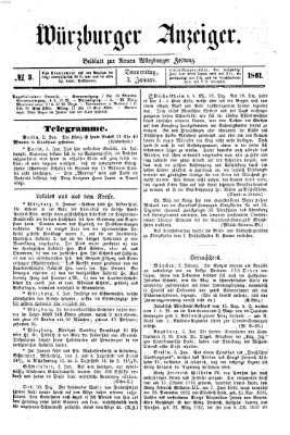 Würzburger Anzeiger (Neue Würzburger Zeitung) Donnerstag 3. Januar 1861