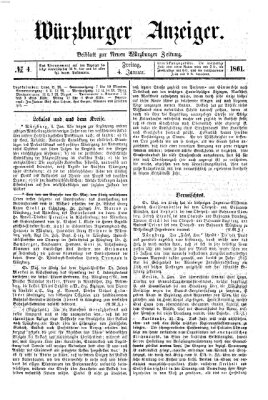 Würzburger Anzeiger (Neue Würzburger Zeitung) Freitag 4. Januar 1861