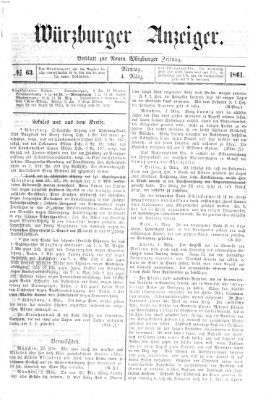 Würzburger Anzeiger (Neue Würzburger Zeitung) Montag 4. März 1861