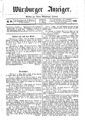 Würzburger Anzeiger (Neue Würzburger Zeitung) Samstag 9. März 1861