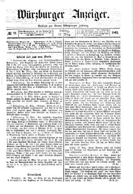 Würzburger Anzeiger (Neue Würzburger Zeitung) Dienstag 12. März 1861