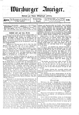 Würzburger Anzeiger (Neue Würzburger Zeitung) Donnerstag 1. August 1861