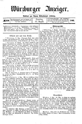 Würzburger Anzeiger (Neue Würzburger Zeitung) Samstag 10. August 1861