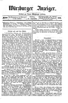 Würzburger Anzeiger (Neue Würzburger Zeitung) Dienstag 10. September 1861