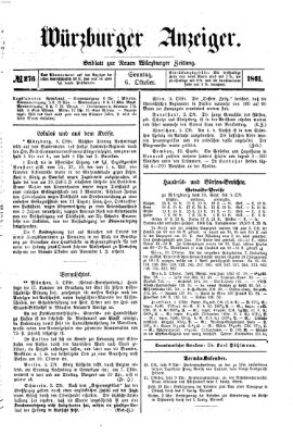 Würzburger Anzeiger (Neue Würzburger Zeitung) Sonntag 6. Oktober 1861