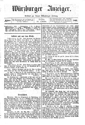 Würzburger Anzeiger (Neue Würzburger Zeitung) Freitag 18. Oktober 1861