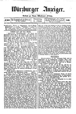 Würzburger Anzeiger (Neue Würzburger Zeitung) Donnerstag 31. Oktober 1861