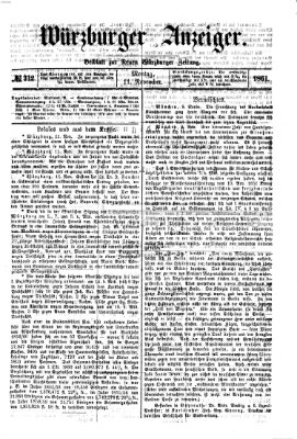 Würzburger Anzeiger (Neue Würzburger Zeitung) Montag 11. November 1861