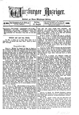 Würzburger Anzeiger (Neue Würzburger Zeitung) Freitag 15. August 1862