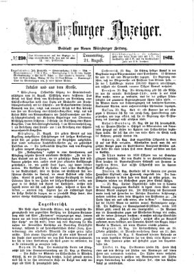 Würzburger Anzeiger (Neue Würzburger Zeitung) Donnerstag 21. August 1862