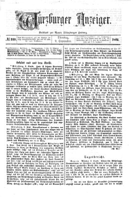 Würzburger Anzeiger (Neue Würzburger Zeitung) Dienstag 9. September 1862