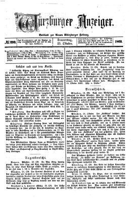 Würzburger Anzeiger (Neue Würzburger Zeitung) Donnerstag 23. Oktober 1862