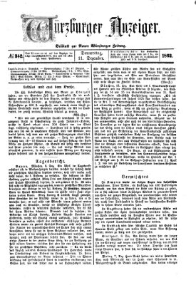 Würzburger Anzeiger (Neue Würzburger Zeitung) Donnerstag 11. Dezember 1862