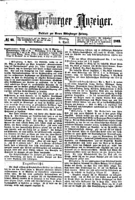 Würzburger Anzeiger (Neue Würzburger Zeitung) Montag 6. April 1863
