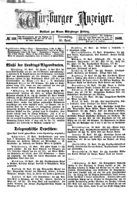 Würzburger Anzeiger (Neue Würzburger Zeitung) Donnerstag 30. April 1863