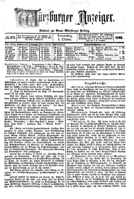 Würzburger Anzeiger (Neue Würzburger Zeitung) Donnerstag 1. Oktober 1863