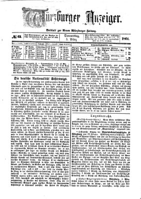 Würzburger Anzeiger (Neue Würzburger Zeitung) Donnerstag 3. März 1864