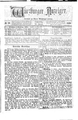 Würzburger Anzeiger (Neue Würzburger Zeitung) Donnerstag 12. Januar 1865