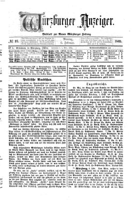 Würzburger Anzeiger (Neue Würzburger Zeitung) Montag 6. Februar 1865