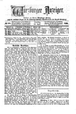 Würzburger Anzeiger (Neue Würzburger Zeitung) Samstag 29. April 1865