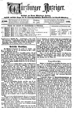 Würzburger Anzeiger (Neue Würzburger Zeitung) Dienstag 25. Juli 1865