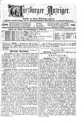 Würzburger Anzeiger (Neue Würzburger Zeitung) Freitag 1. September 1865