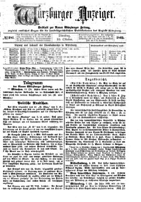 Würzburger Anzeiger (Neue Würzburger Zeitung) Dienstag 10. Oktober 1865