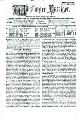 Würzburger Anzeiger (Neue Würzburger Zeitung) Samstag 1. September 1866