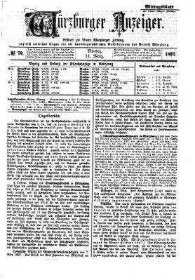 Würzburger Anzeiger (Neue Würzburger Zeitung) Montag 11. März 1867