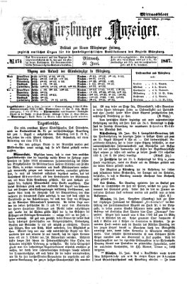 Würzburger Anzeiger (Neue Würzburger Zeitung) Mittwoch 26. Juni 1867