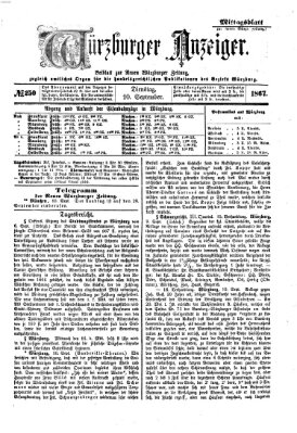 Würzburger Anzeiger (Neue Würzburger Zeitung) Dienstag 10. September 1867