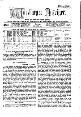 Würzburger Anzeiger (Neue Würzburger Zeitung) Freitag 18. Oktober 1867