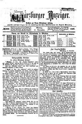 Würzburger Anzeiger (Neue Würzburger Zeitung) Montag 11. November 1867