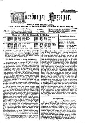 Würzburger Anzeiger (Neue Würzburger Zeitung) Sonntag 15. März 1868